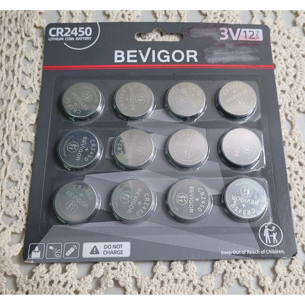Bevigor 12 Pack New CR2450 / 2450 Lithium 3V Battery